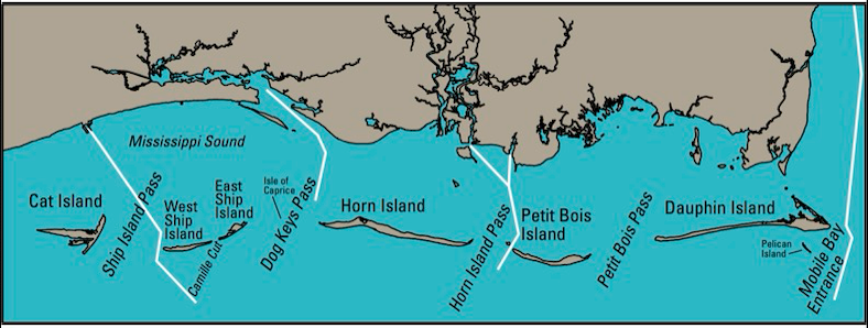 Map of Mississippi Sound, used by fack-law.com to show the 3 Gulf States' regional connectivity.