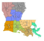 Map of Louisiana Planning Districts, used by fack-law.com to show the 3 Gulf States' regional development.