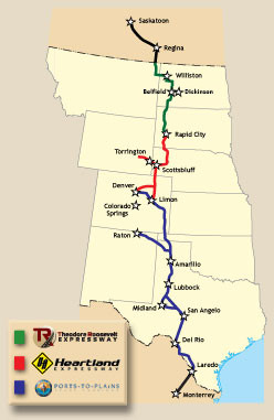 National map of I-27 System, used by fack-law.com to show the 3 Gulf States' regional development.