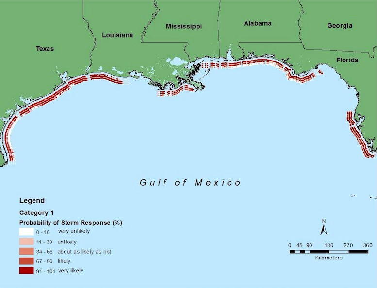 Map of Hurricane induced coastal erosion, used by fack-law.com to show the 3 Gulf States' geographical diversity.