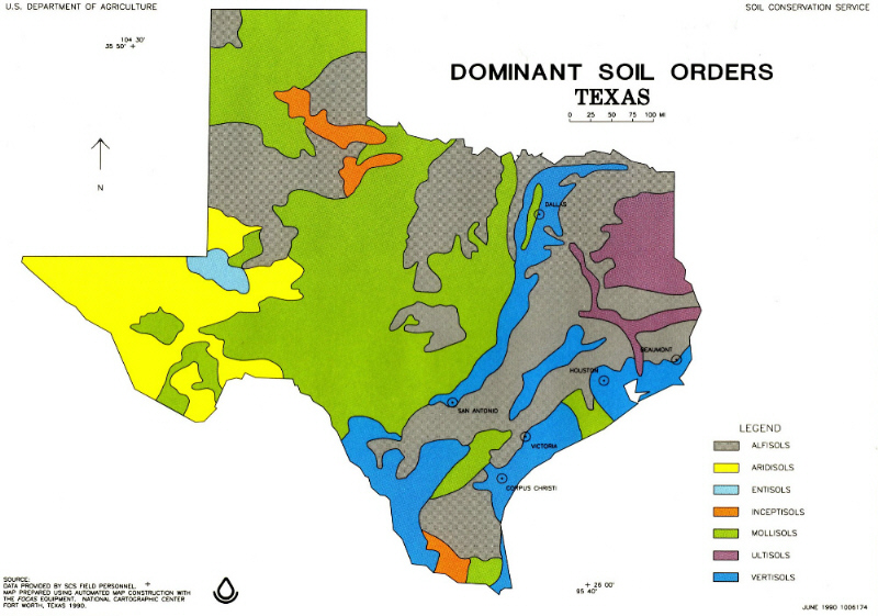 Map of Texas's dominant soil orders, used by fack-law.com to show the 3 Gulf States' geographical diversity.