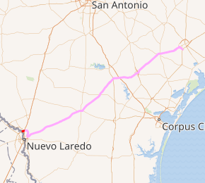 Map of I-69 West System in TX, used by fack-law.com to show the 3 Gulf States' regional connectivity and development.