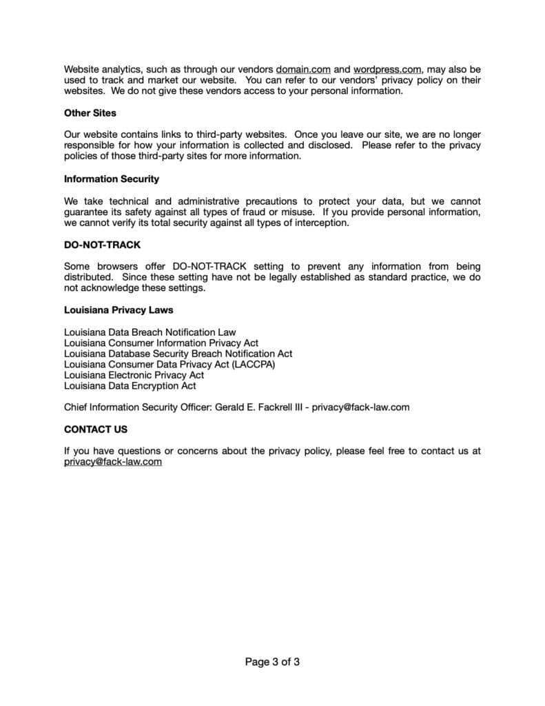 Privacy Policy, page 3.