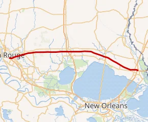 Map of the I-12 System in Louisiana, used by fack-law.com to show the 3 Gulf States' shared connectivity.