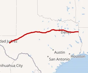 Map of the I-20 System in Texas, used by fack-law.com to show the 3 Gulf States' regional connectivity.