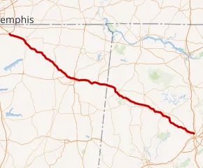 Map of the I-22 System in Mississippi and AL, used by fack-law.com to show the 3 Gulf States' regional connectivity.