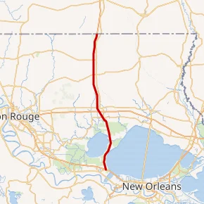 Map of the I-55 System in Louisiana, used by fack-law.com to show the 3 Gulf States' regional connectivity.