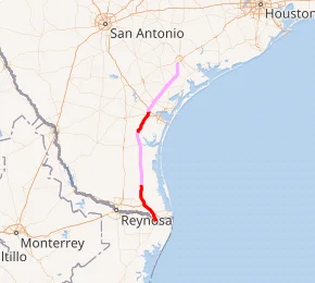 Map of I-69 East System in Texas, used by fack-law.com to show the 3 Gulf States' regional connectivity and development.